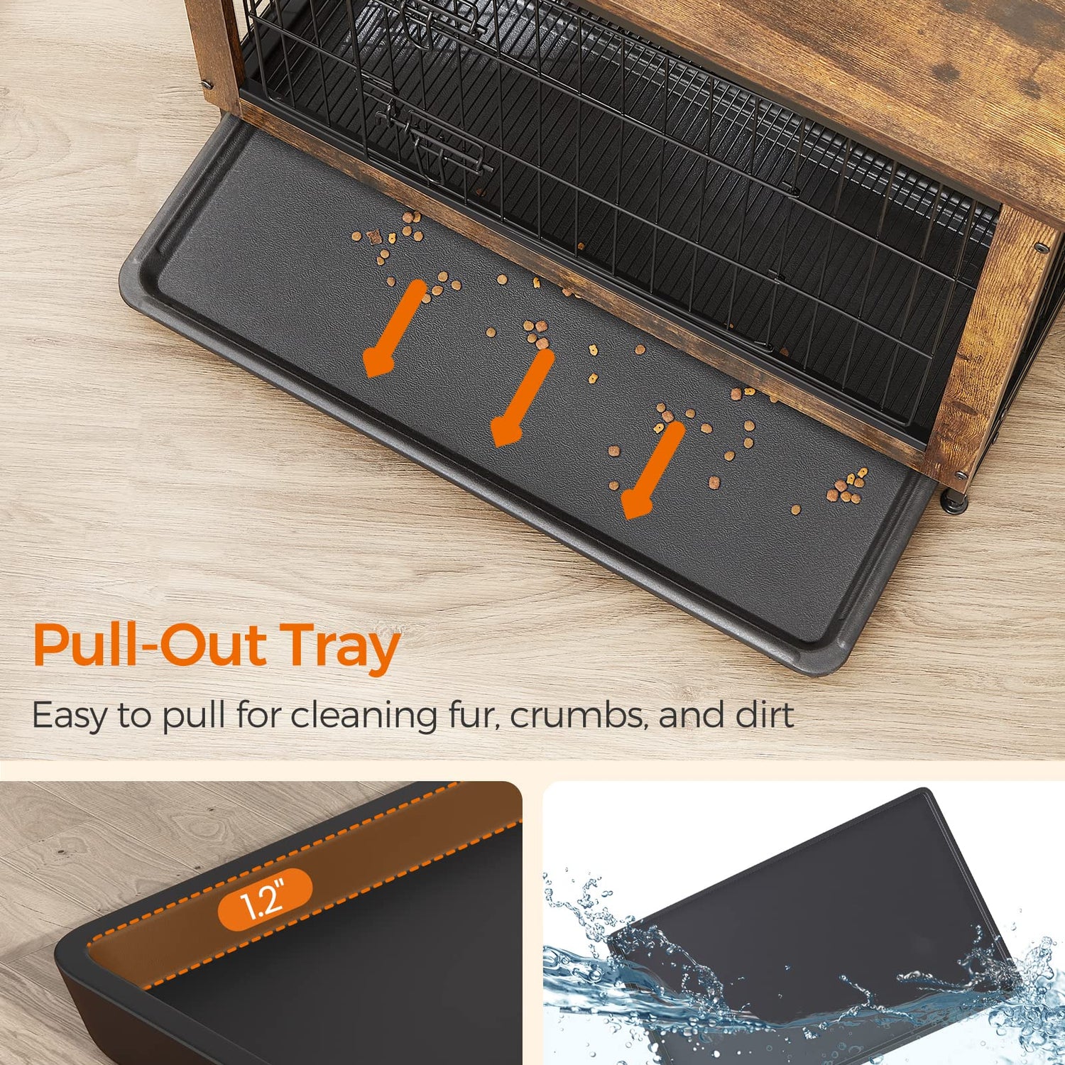 Feandrea Dog Crate Furniture, Side End Table, Modern Kennel for Dogs Indoor up to 70 lb, Heavy-Duty Dog Cage with Multi-Purpose Removable Tray, Feandrea