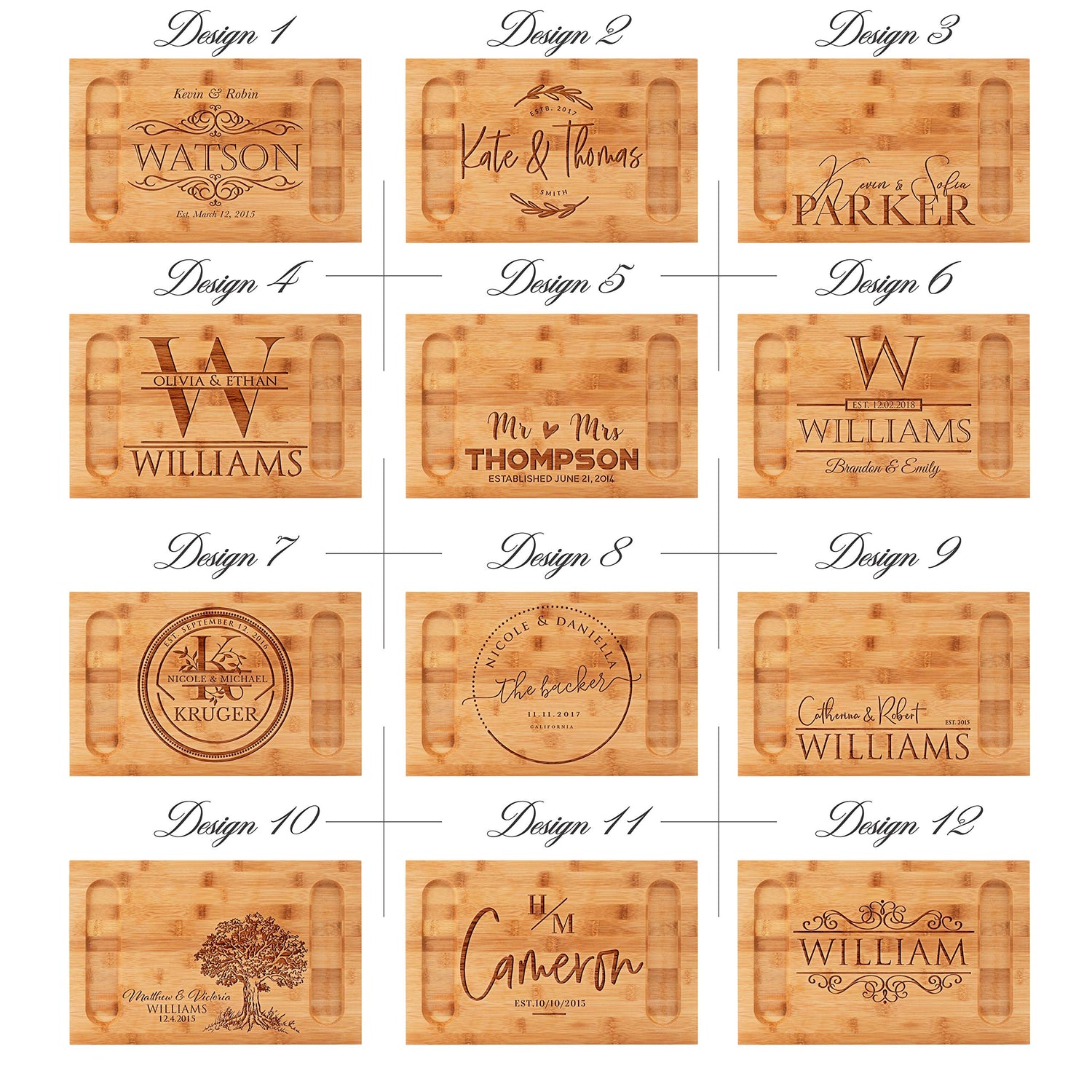 Elegant Wedding Gift, Personalized Charcuterie Board w/ 12 Elegant Design, House Warming Presents for New Home, Bamboo Cheese Board, Gift for Women, Personalization Lab