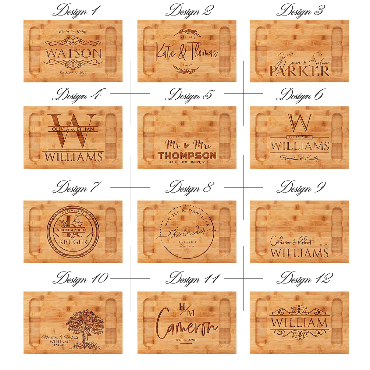 Elegant Wedding Gift, Personalized Charcuterie Board w/ 12 Elegant Design, House Warming Presents for New Home, Bamboo Cheese Board, Gift for Women, Personalization Lab