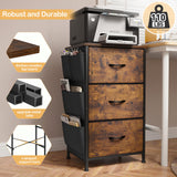 EnHomee Nightstand Set of 2, Night Stand with 3 Drawers for Bedroom, Bedside Table with Wooden Top, Sturdy Steel Frame End Table, Small Dresser for EnHomee