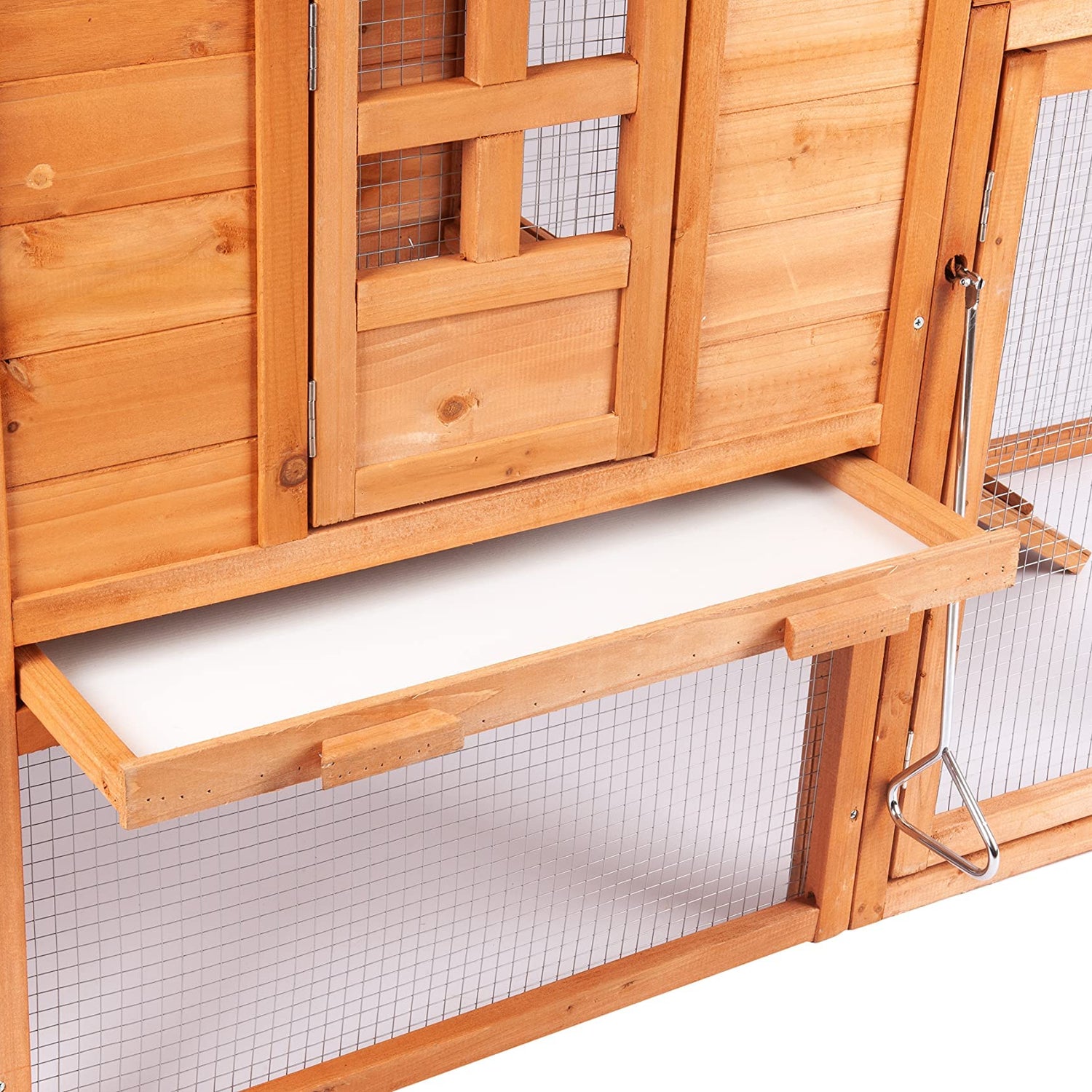 Chicken Coop Outdoor Wooden Rabbit Hutch Poultry House with Chicken Run Cage, Egg Box & Waterproof Roof (80") ECOLINEAR