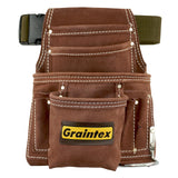 Graintex PL45S 10 Pocket Nail and Tool Pouch Suede Leather with 2" Webbing Belt Graintex