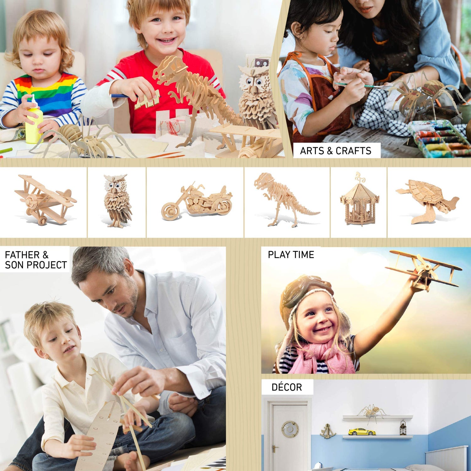 Puzzled 3D Puzzle Tarantula Spider Wood Craft Construction Model Kit, Fun & Educational DIY Wooden Toy Assemble Model Unfinished Crafting Hobby Puzzled