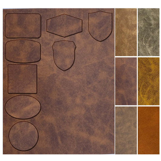 5 Large Pieces Laser Engraving Leatherette Patches,Heat Press Faux Leather Sheets,Blank Chestnut Brown Leather Patches with Adhesive Iron-on for Cut - WoodArtSupply