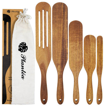 As Seen On TV, Spurtles Kitchen Tools Wooden, Plantéa Handmade Wooden Spoons for Cooking, Heat Resistant Wooden Spurtle Set Cooking Utensil For - WoodArtSupply