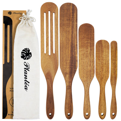 As Seen On TV, Spurtles Kitchen Tools Wooden, Plantéa Handmade Wooden Spoons for Cooking, Heat Resistant Wooden Spurtle Set Cooking Utensil For