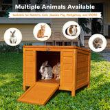 COZIWOW Fashion Wooden Small Animal House, Stable Outdoor Rabbit Hutch Weatherproof Bunny Cage Indoor, Insulated Pet Shelter for Cat Kitten Dog COZIWOW