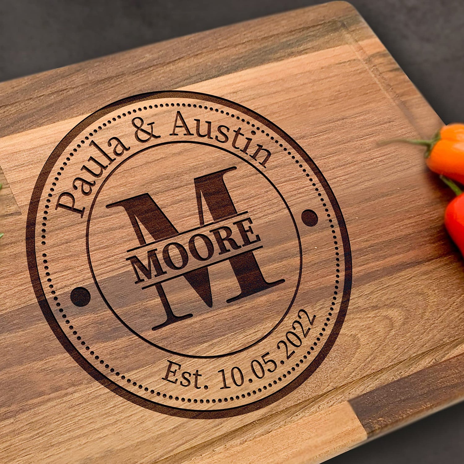 Personalized Cutting Board, Perfect Gifts for Couples or Parents, Customizable Christmas Gifts, Wedding, Anniversary, House Warming Gift Idea, Wooden Kenzal Customized