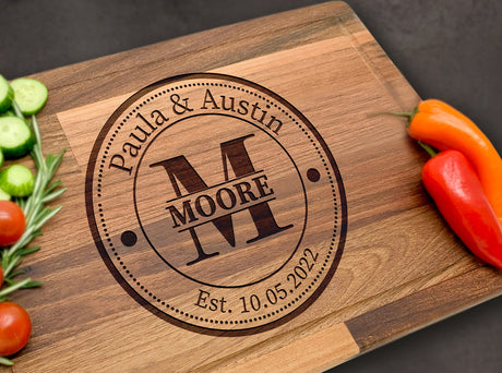 Personalized Cutting Board, Perfect Gifts for Couples or Parents, Customizable Christmas Gifts, Wedding, Anniversary, House Warming Gift Idea, Wooden Kenzal Customized