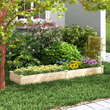 HAPPYGRILL Raised Garden Bed with Trellis, Wooden Planter Box with Divided Space for Vegetables, Flowers, Fruits, Climbing Plants, Outdoor Elevated HAPPYGRILL