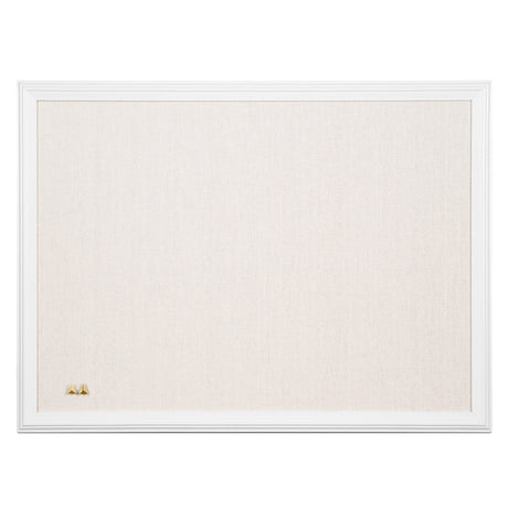 U Brands Farmhouse Linen Bulletin Board, 23"x17", White Wood Style Frame, Industrial Grade Pinning Surface U Brands
