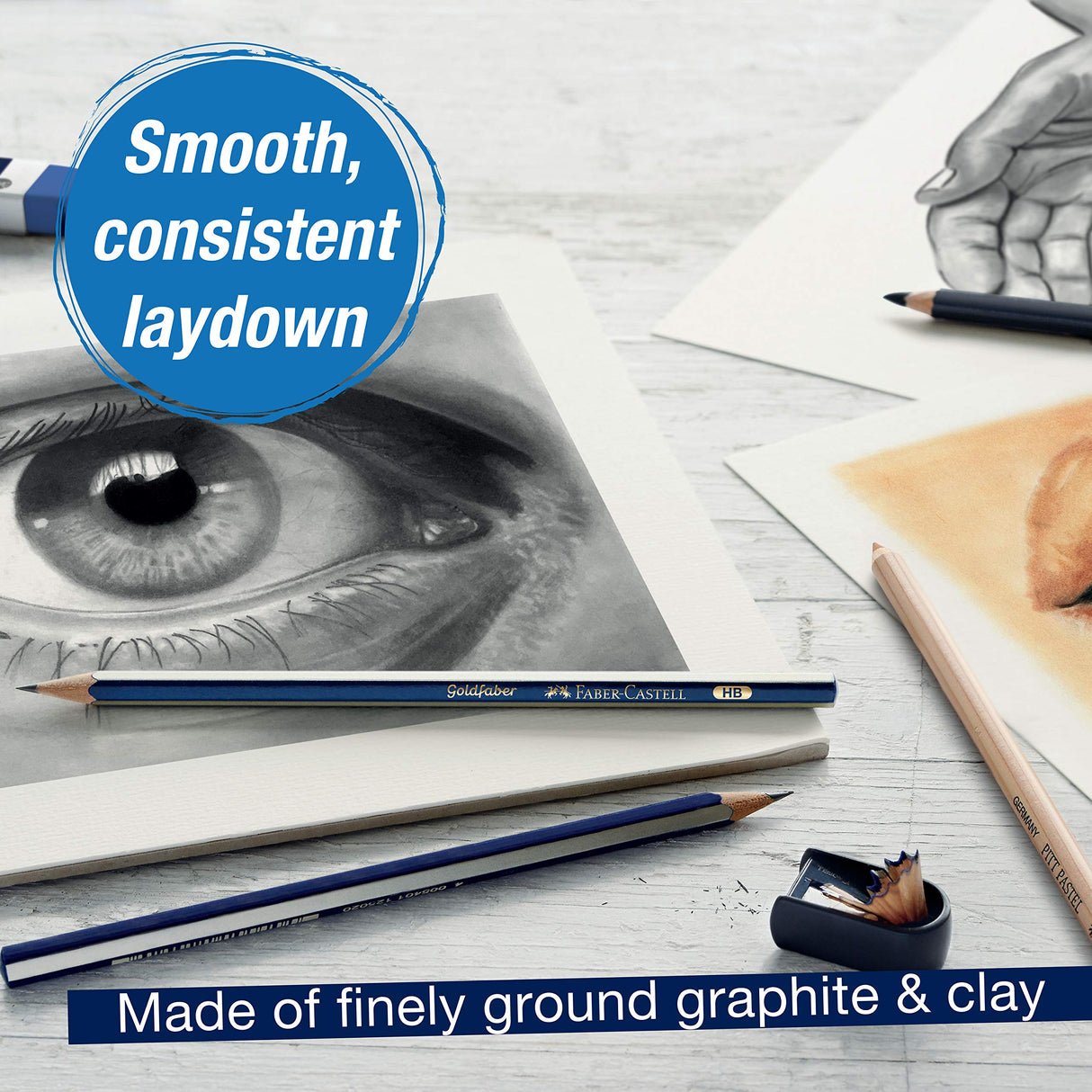 Faber-Castell Graphite Sketch Pencil Set - 6 Graphite Pencils (2H, HB, B, 2B, 4B, 6B), Drawing Pencils and Sketching Supplies Faber-Castell