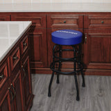 WORKPRO W112003 Garage Shop Stool, Heavy-Duty Steel Construction Garage Stool, Swivel Cushion Seat, Black Powder Coated Legs & Footrest (Single Pack) WORKPRO