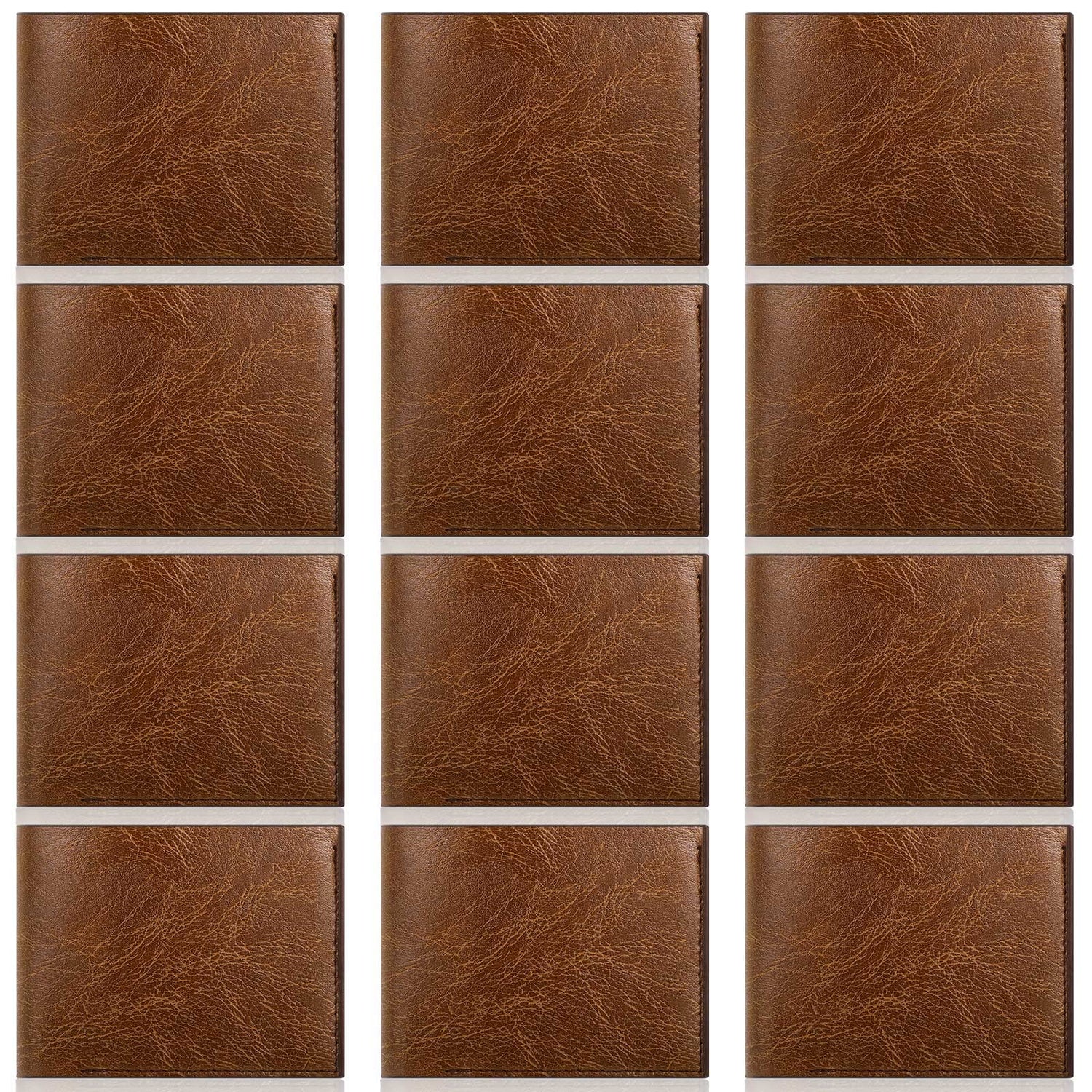 Sotiff 12 Pcs Leather Wallet Bulk Men PU Slim Bifold Wallet Set DIY Engraving Christmas Gifts for Husband Son Grandpa(Brown) Sotiff