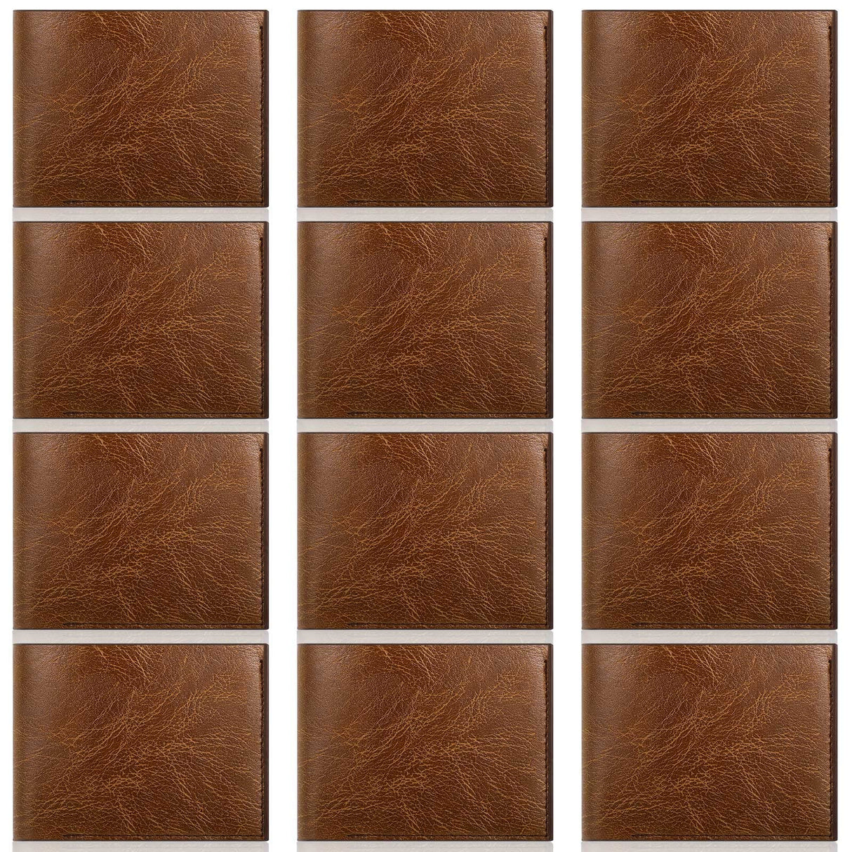Sotiff 12 Pcs Leather Wallet Bulk Men PU Slim Bifold Wallet Set DIY Engraving Christmas Gifts for Husband Son Grandpa(Brown) Sotiff