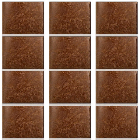 Sotiff 12 Pcs Leather Wallet Bulk Men PU Slim Bifold Wallet Set DIY Engraving Christmas Gifts for Husband Son Grandpa(Brown) Sotiff