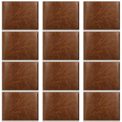 Sotiff 12 Pcs Leather Wallet Bulk Men PU Slim Bifold Wallet Set DIY Engraving Christmas Gifts for Husband Son Grandpa(Brown)