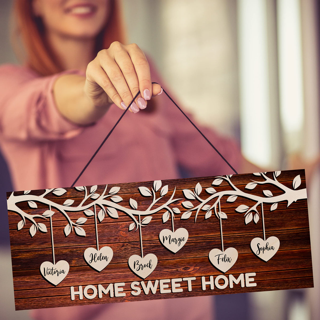 Personalized Family Tree w/Names for Mothers Day Gifts - 4 Colors 7x18in Customized Wood Signs Decor for Best Mom Ever Mother Gifts Custom Mommy Generic