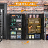 STANI Metal Storage Cabinet, Locking Metal Storage Cabinet with 4 Adjustable Shelves, 71”H×32”W×16”D Tall Metal Storage Cabinet for STANI