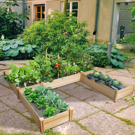 Giantex U-Shaped Raised Garden Bed, Wood Raised Garden Planter Box for Vegetables and Flowers, Easy Assembly, Garden Container for Backyard, Patio, Giantex