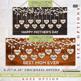 Personalized Family Tree w/Names for Mothers Day Gifts - 4 Colors 7x18in Customized Wood Signs Decor for Best Mom Ever Mother Gifts Custom Mommy Generic