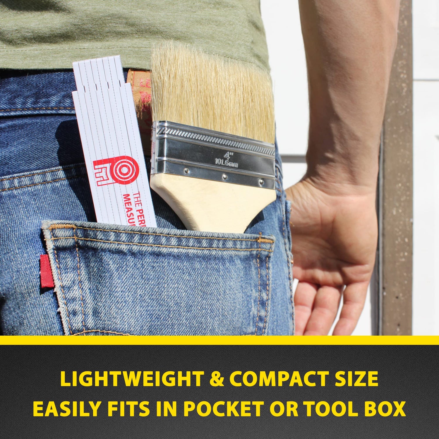 Perfect Measuring Tape Co. FR-72 Carpenter's Folding Rule Lightweight Composite Construction Ruler (Folding Yard Stick) with Easy-Read Inch Fractions PERFECT MEASURING TAPE