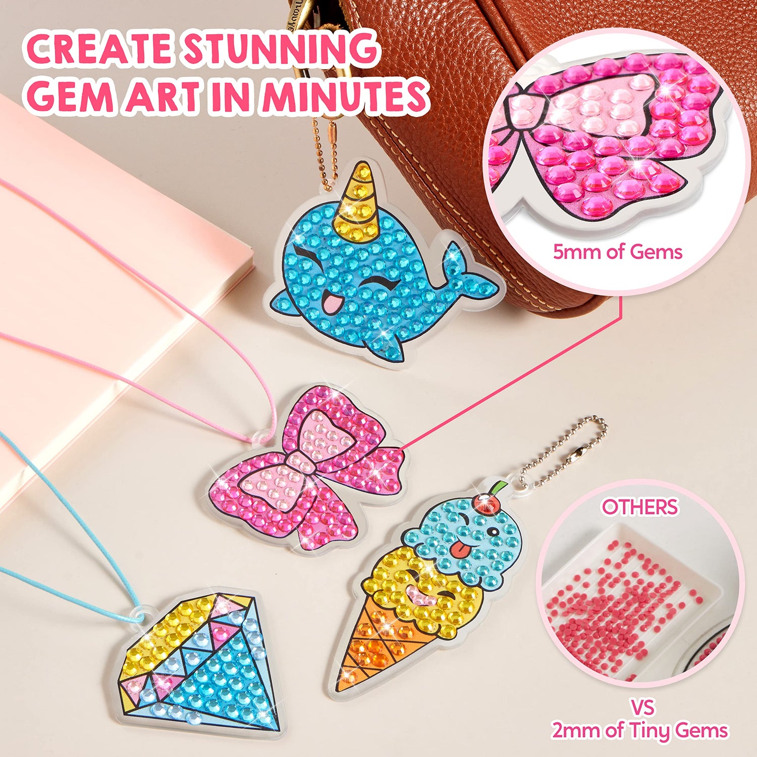 Gem Art, Kids Diamond Painting Kit with 5D Gem, Arts and Crafts for Girls Ages 6-12, Gem Craft Activities Kits, Premium Diamond Art Gift Ideas for Klever Kits