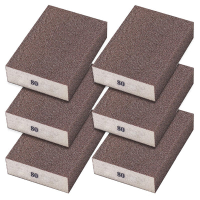 Sunxeke 6Pcs Sanding Sponge 80 Grit Coarse Blocks for Metal Sanding Wood Sanding Brush Washable&Reusable N-G-001-80
