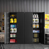 BYNSOE Metal Garage Storage Cabinet with Lock and 5 Adjustable Shelves, Steel Tool Cabinets with Locking Door for Home, School, Office, Garage BYNSOE
