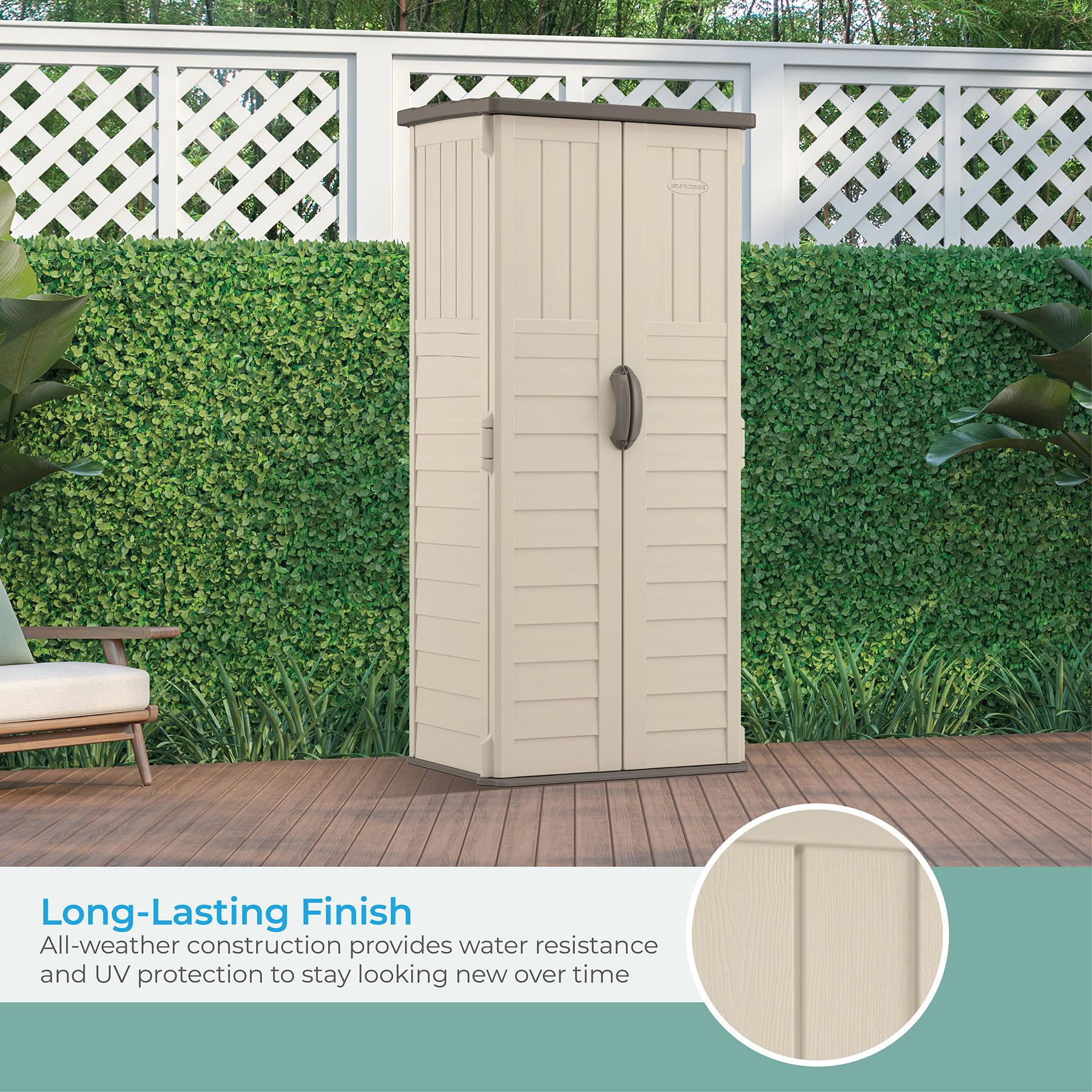 Suncast BMS1250 Vertical Shed with Floor - Vanilla - WoodArtSupply