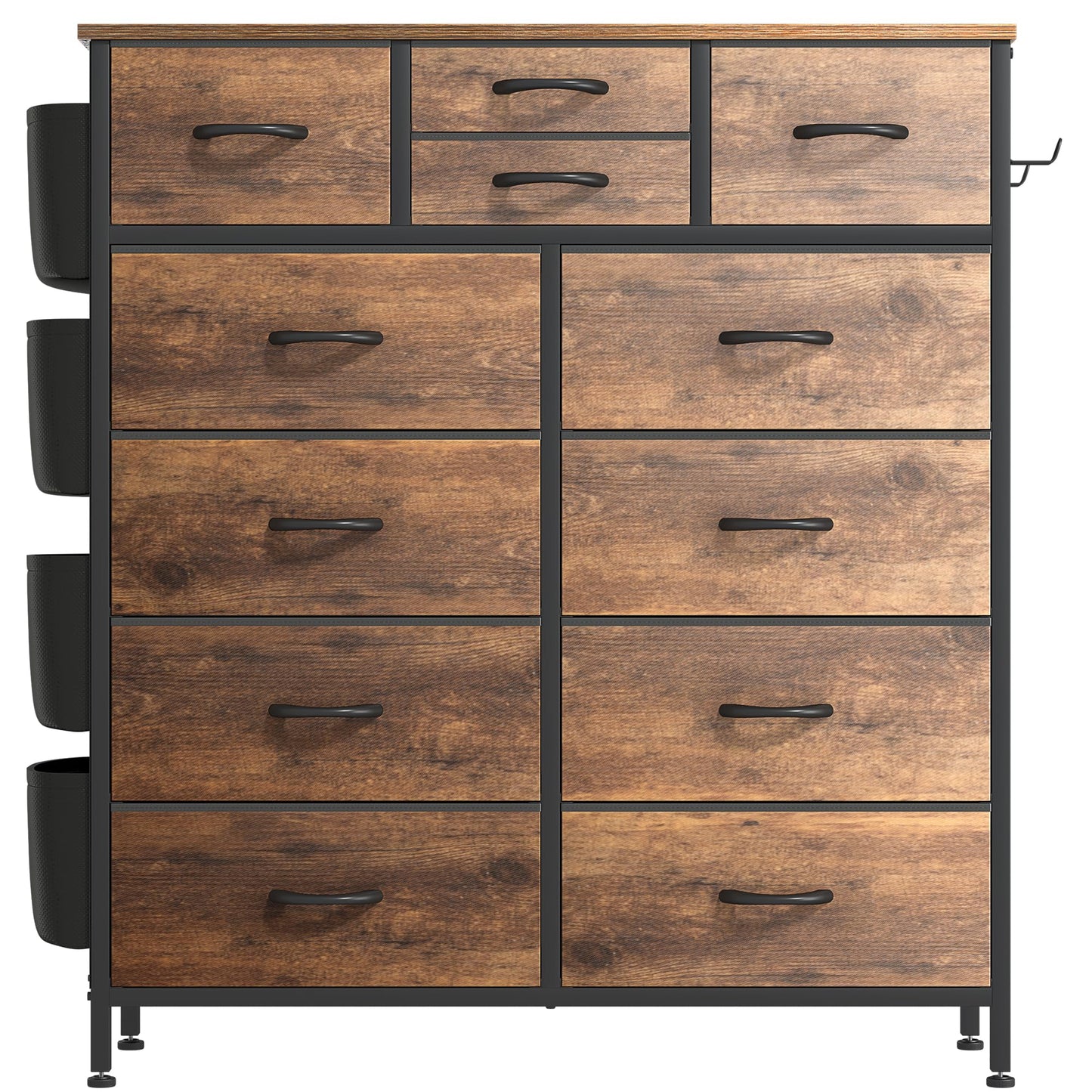 Lulive Dresser for Bedroom with 12 Drawers, Tall Dresser Chest of Drawers with Side Pockets and Hooks, Fabric Dresser Storage Tower for Closet, - WoodArtSupply