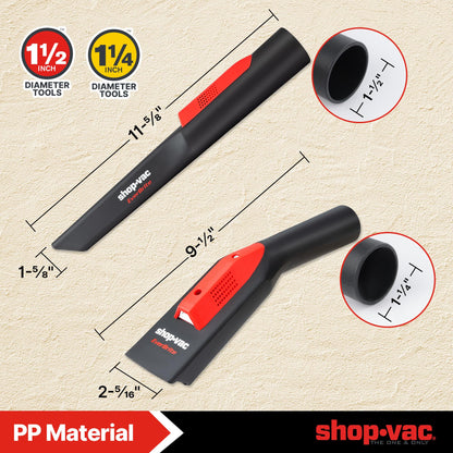 Shop-Vac Nozzle Kit with LED Light, 1-1/2" Crevice Tool & 1-1/4" Utility Nozzle with Adaptors, Air Driven Glowing Vacuum Attachments for AC Wet Dry - WoodArtSupply