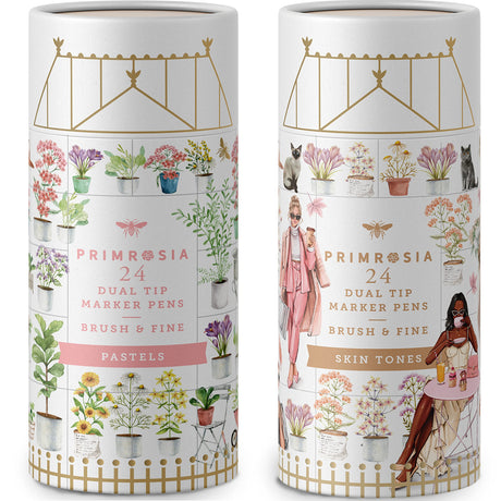 Primrosia Skin Tones and Pastel Dual Tip Watercolor Markers for Coloring, Bullet Journal, Arts, Crafts, Anime Primrosia