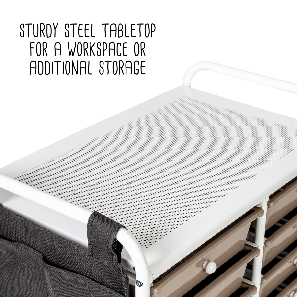 Honey-Can-Do Honey Can Do 12-Drawer Metal Rolling Storage Cart with Side Pockets CRT-09104 White Honey-Can-Do