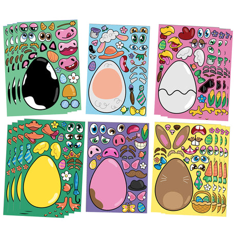 JOYIN 24 PCS Easter Mix and Match Make a Face Animal Stickers with Easter Egg Themed Pig, Bunny, Chicken, Cow, Sheep, Duck Party Favor Supplies, Art JOYIN
