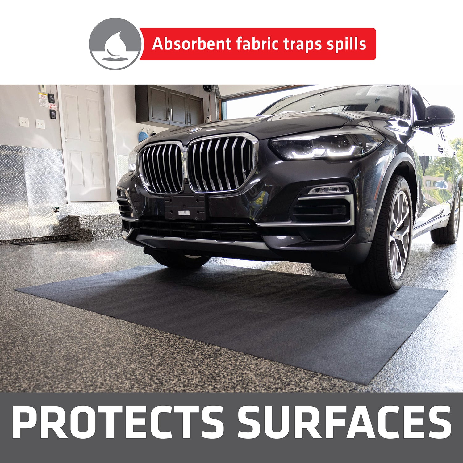 Drymate Premium Maintenance Mat Oil Spill Garage Floor Mat (58" x 72"), Absorbent, Waterproof, Contains Liquids, Protects Garage Surface or Driveway, Drymate