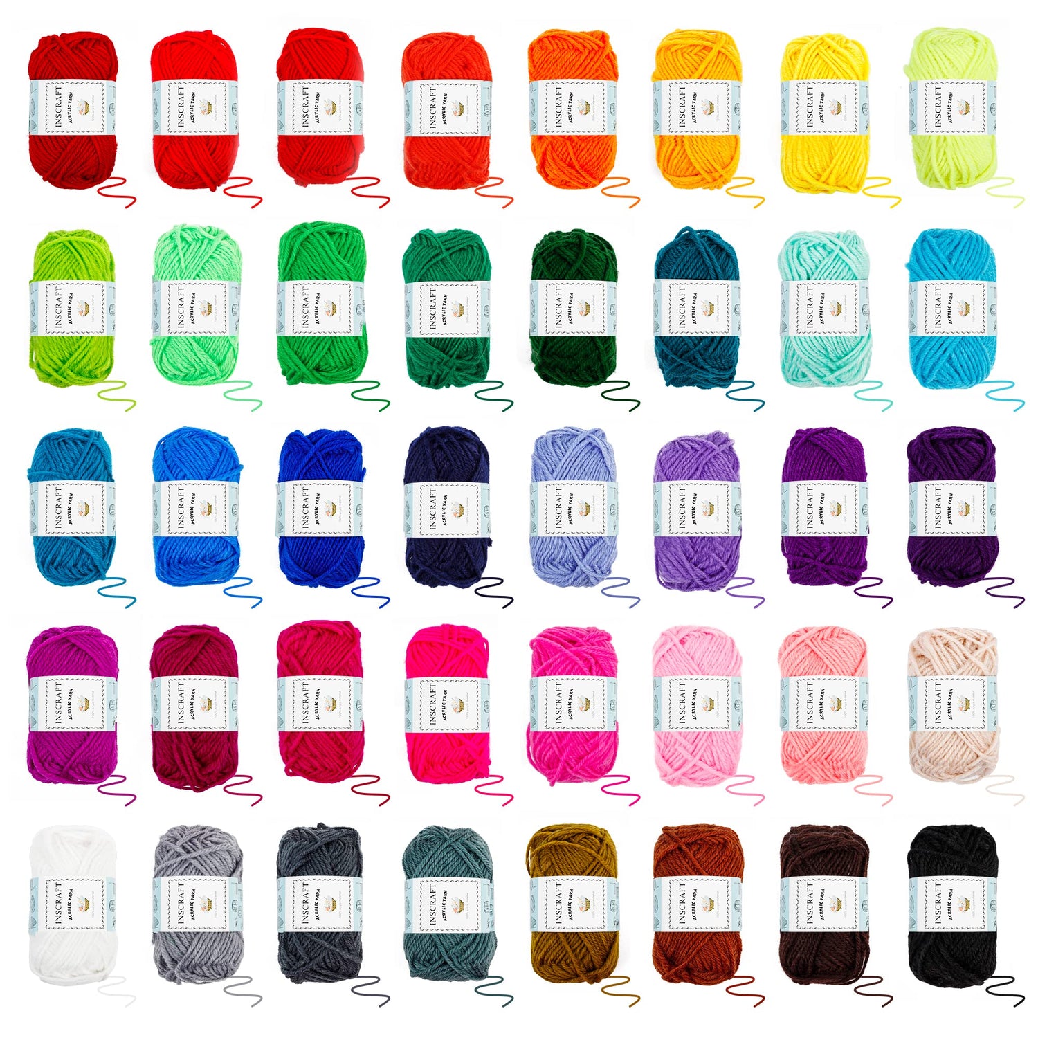 113 Piece Crochet with Yarn Set–1600 Yards Assorted Yarn 73PCS Crochet Accessories Set Including Ergonomic Hooks, Knitting Needles & More Ideal INSCRAFT