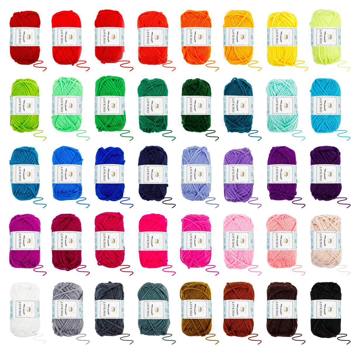 113 Piece Crochet with Yarn Set–1600 Yards Assorted Yarn 73PCS Crochet Accessories Set Including Ergonomic Hooks, Knitting Needles & More Ideal INSCRAFT