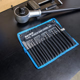 NEIKO 02626A Punch and Chisel Set | 16 Piece | Cold Chisels, Taper, Pin & Center Punches | Chrome Vanadium Steel | Roll Up Pouch | Chisel Tip Gauge | Neiko