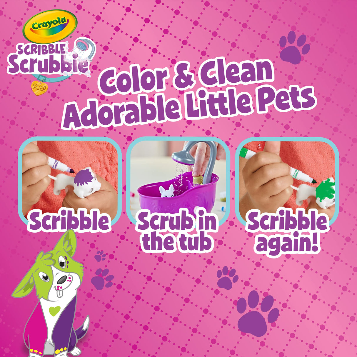 Crayola Scribble Scrubbie Pets Tub Set, Washable Pet Care Toy, Toys for Girls & Boys, Holiday Gifts for Kids, Ages 3, 4, 5, 6 Crayola