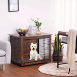 DWANTON Dog Crate Furniture with Cushion, Wooden Crate Table, Double-Doors Furniture, Kennel Indoor for Small/Medium/Large Dog, Dog House/Cage, 27.2" Dwanton