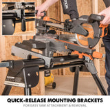 Evolution Power Tools EVOMS1 Miter Saw Stand Compact & Folding, Universal Fits Most Brands, Quick Release Mounting Brackets, Rollers, End Stops for Evolution