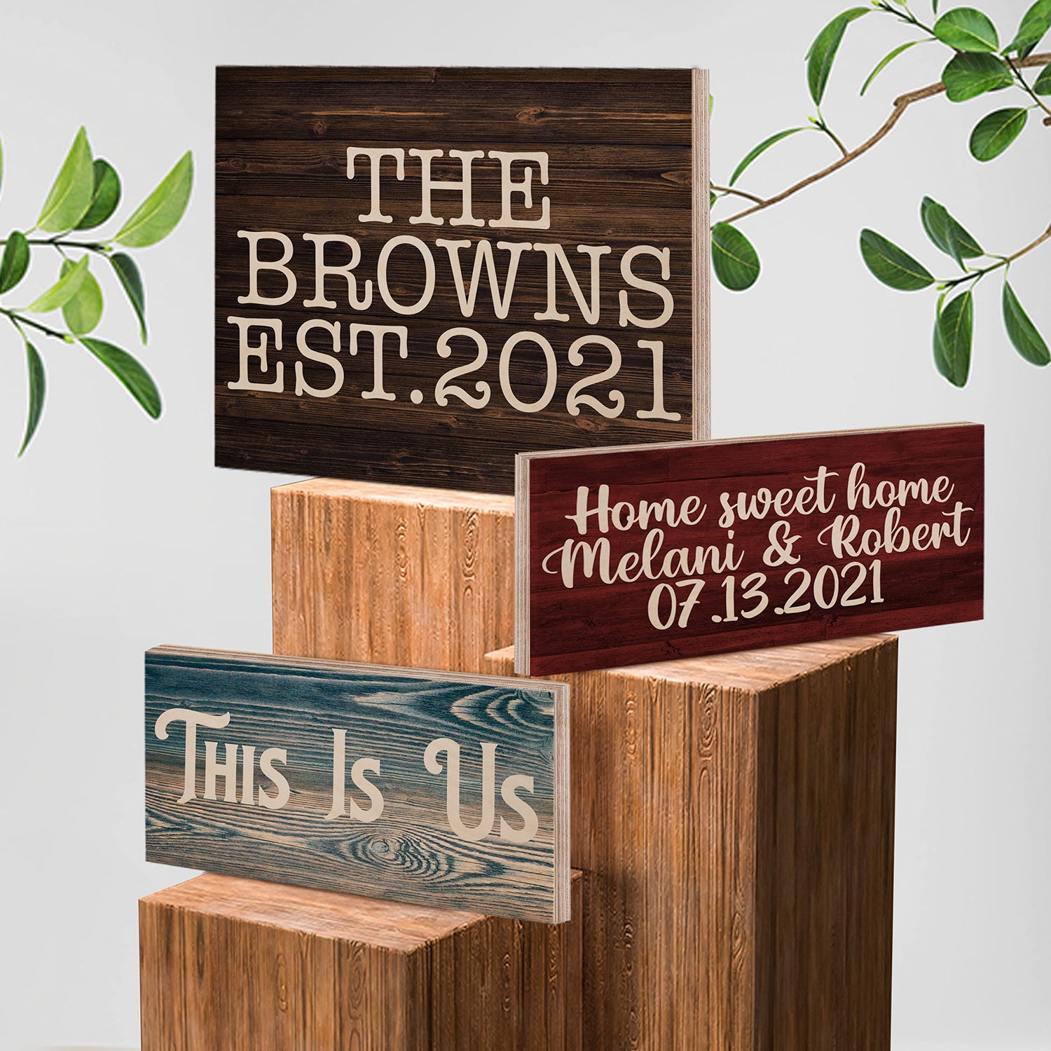 Personalized Wood Sign for Wall Home Room Kitchen Farmhouse - Custom Welcome Family Sign Christmas Ugly Sweater Co