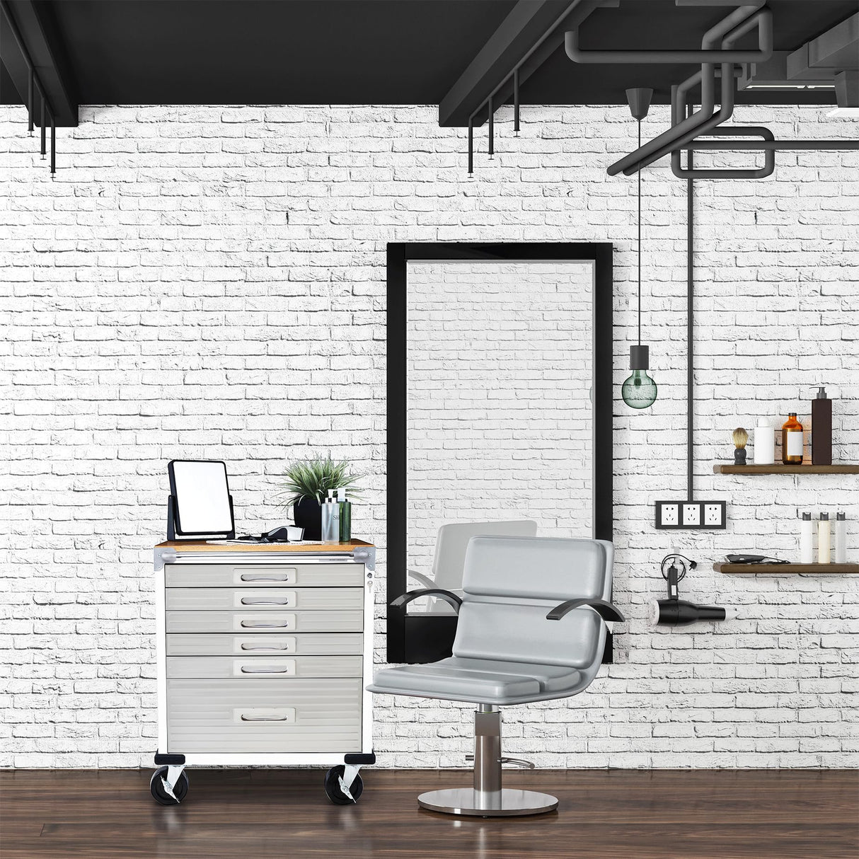 Seville Classics UltraHD Heavy Duty Rolling Cabinet Workbench Table w/Solid Wood Top Workstation for Garage, Office, Workshop, 6-Drawer (28" W x 25" Seville Classics