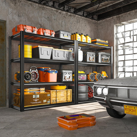 REIBII 40" W Garage Shelving Heavy Duty Storage Shelves 2240LBS Heavy Duty Shelving 4-Tier Adjustable Metal Shelves for Storage Rack Industrial REIBII