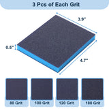 Bates- Sanding Sponge, 12 Pack, 3.9”x4.7”, 80/100/120/180 Grit, Sanding Block, Sanding Paper Block, Sandpaper Sponge Block, Sanding Blocks for Wood, Bates Choice