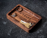 MUUJEE Ring Dish - Engraved Rectangle Wood Tray Small Jewelry Dish 5 Year Wedding Anniv Gifts Ideas - 5.5" x 3.5" (5 Years) MUUJEE