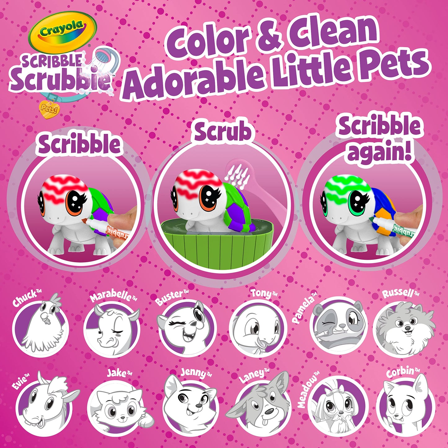 Crayola Scribble Scrubbie Pets Mega Set 2.0, Reusable Pet Care Toy, Toys for Girls & Boys, Holiday Gift for Kids, Ages 3, 4, 5, 6 - WoodArtSupply