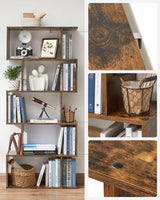 VASAGLE Rustic Brown 5-Tier Bookshelf and Room Divider with Sturdy Design VASAGLE