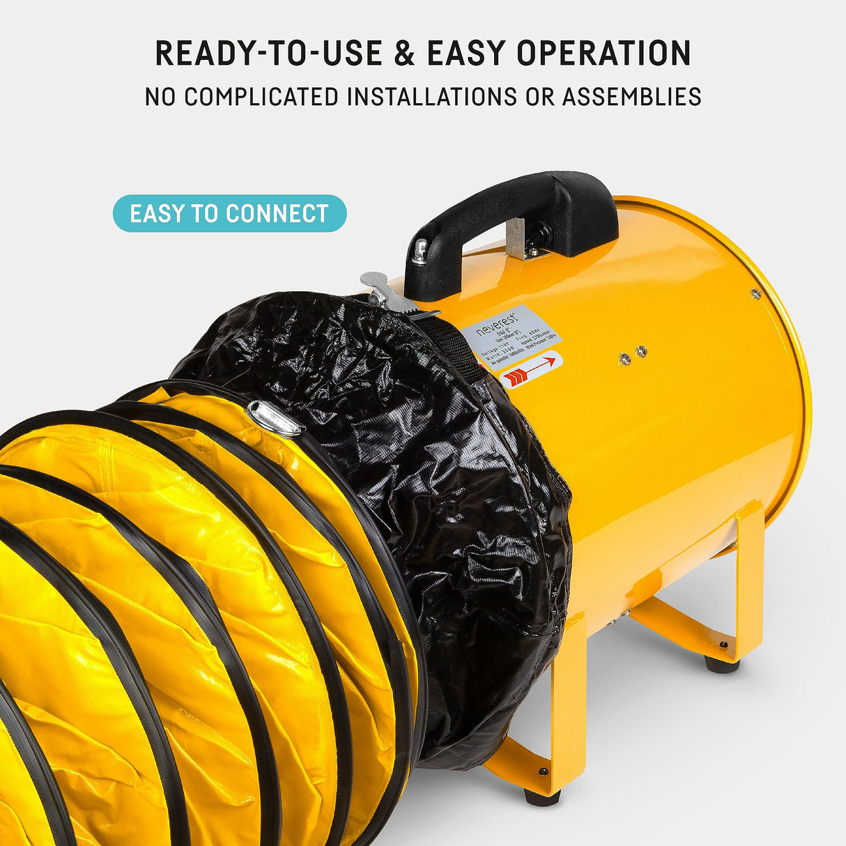 neverest Portable Blower Exhaust Fan 12 inch Strong Shop Ventilation Fan 4100 CFM 3050 RPM, 380 W, Construction Fan With Hose, Industrial Air Blower neverest